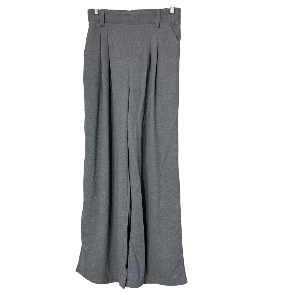 Halara Wide Leg Pants Women Small Gray High Waisted Pleated Pockets
